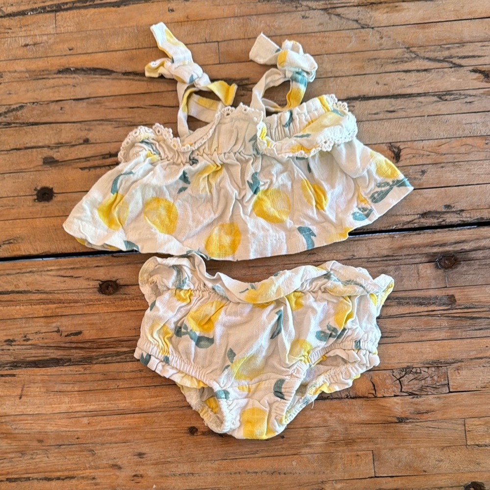 Jessica Simpson Yellow and White Diaper Cover Set